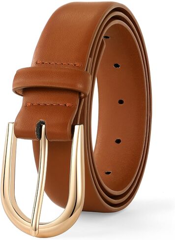 SANSTHS Women's Leather Belt for Jeans Pants Fashion Gold Buckle Ladies Dress Waist Belt in Saudi Arabia
