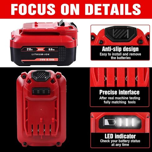 TenHutt 【Upgrade】 2Pack 20V 6.0Ah Replacement Battery for Craftsman V20 Lithium Ion Battery for CMCB205 CMCB204 CMCB206 CMCB202 CMCB201 20V Cordless Power Tools Craftsman 20V Battery in Saudi Arabia