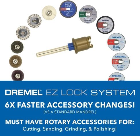 طقم الملحقات الدوارة للصنفرة والتلميع EZ Lock EZ726-01 من Dremel، مجموعة متنوعة مكونة من 8 قطع - مثالية للصنفرة الخفيفة أو تنظيف التفاصيل أو مواد التلميع in Saudi Arabia