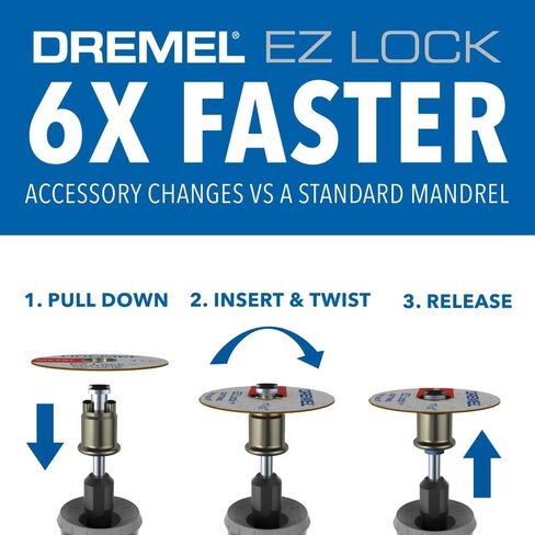 طقم الملحقات الدوارة للصنفرة والتلميع EZ Lock EZ726-01 من Dremel، مجموعة متنوعة مكونة من 8 قطع - مثالية للصنفرة الخفيفة أو تنظيف التفاصيل أو مواد التلميع in Saudi Arabia