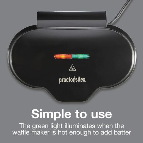 Proctor Silex Double Mini Waffle Maker With 4" Round Non-Stick Grids | Make 2 Personalized Individual Breakfast Keto Chaffles and Hashbrowns In 2 Minutes | PFAS-Free | Compact | Black | 26102MN in Kuwait
