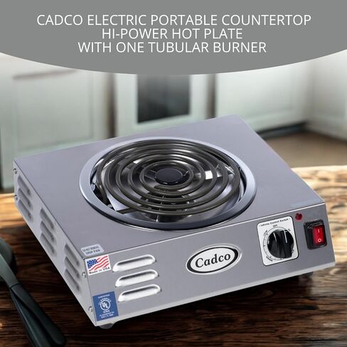 موقد كهربائي Cadco CSR-3T مقاس 14 بوصة مع (1) شعلة وعناصر تحكم لا نهائية، 120 فولت in Kuwait