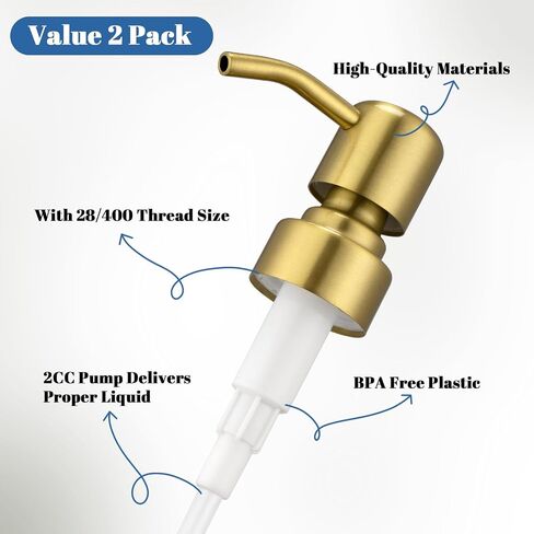 304 Stainless Steel Soap Dispenser Pump Replacement for Standard 28/400 Thread Size for Liquid Soap Lotion or Dish Soap Refill Dispenser Kitchen Bathroom 2 Pack(Black) in Saudi Arabia