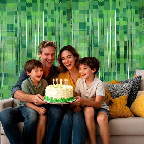 قطعتان من ستائر الحفلات، 100x200 سم/39.37x78.74 بوصة لافتة كرتونية خضراء بهرج خلفية بكسل خلفية لعبة ديكور الحفلات لعيد الميلاد in Saudi Arabia