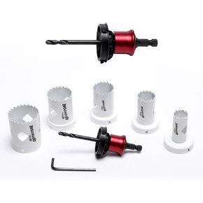 Disston QUICKCORE 7pc Carbide Tipped Hole Saw Set (1", 1 1/4", 1 1/2", 1 3/4", 2", Arbor & Pilot Bit) 10X Faster CORE Ejection Quick Change E0100297 in Saudi Arabia