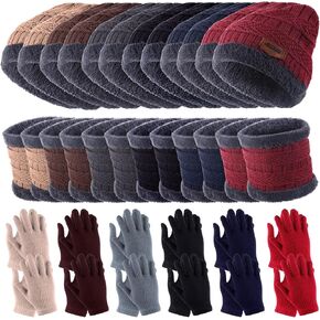 Liitrsh 24 Pcs Kids Winter Hat Scarf Glove Earmuffs Set Knitted Beanie Caps Touch Screen Gloves Mittens Neck Scarf Earmuffs for Outdoor Cold Weather Girls Boy Children 6-14 Years in Saudi Arabia