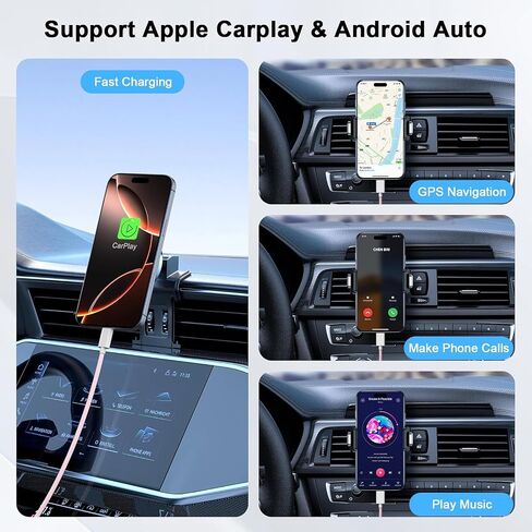 [MFi Certified] Car Carplay Cable for iPhone 16/16 Plus/16 Pro/16 Pro Max/15/15 Plus/15 Pro/15 Pro Max, 2 Pack USB A to USB C Charging Cord, 3FT Woven iPhone 16 Carplay Cable Cord, Pink in Saudi Arabia