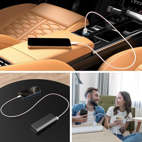 [MFi Certified] Car Carplay Cable for iPhone 16/16 Plus/16 Pro/16 Pro Max/15/15 Plus/15 Pro/15 Pro Max, 2 Pack USB A to USB C Charging Cord, 3FT Woven iPhone 16 Carplay Cable Cord, Pink in Saudi Arabia