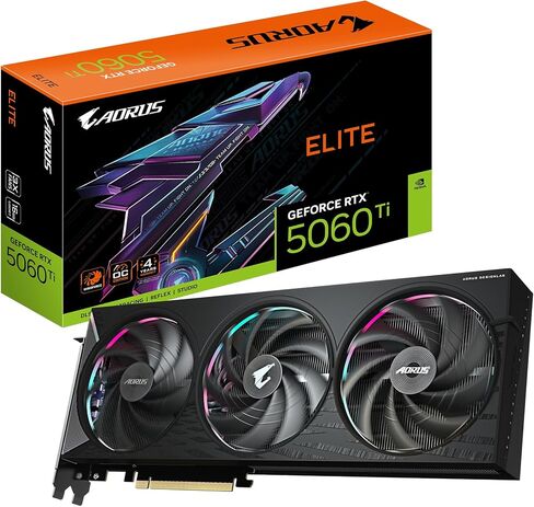 Gigabyte AORUS GeForce RTX 5060 Ti Elite 16G Graphics Card - 16GB GDDR7, 128 Bit, PCI-E 5.0, 2722MHz Core Frequency, 3 x DisplayPort, 1 x HDMI, GV-N506TAORUS E-16GD in Saudi Arabia