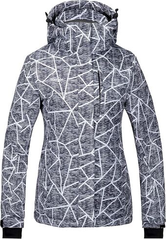 Wantdo Women's Waterproof Ski Jacket Colorful Printed Fully Taped Seams Rain Coat Warm Winter Parka in Kuwait