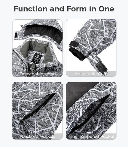 Wantdo Women's Waterproof Ski Jacket Colorful Printed Fully Taped Seams Rain Coat Warm Winter Parka in Kuwait