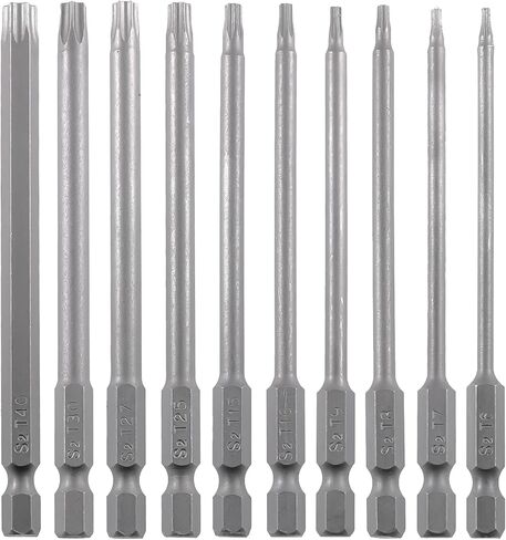 VESTTIO T25 Security Torx Screwdriver Bit Set Tamper Proof Star 6 point Drill Bit Set 10PCS 1/4 inch Hex Shank 4 inch Length S2 Alloy Steel for Power Screwdriver Impact Driver with Storage Case in Kuwait