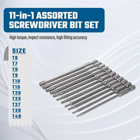 VESTTIO T25 Security Torx Screwdriver Bit Set Tamper Proof Star 6 point Drill Bit Set 10PCS 1/4 inch Hex Shank 4 inch Length S2 Alloy Steel for Power Screwdriver Impact Driver with Storage Case in Kuwait
