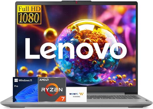 كمبيوتر محمول Lenovo IdeaPad Slim 3 Business، معالج Ryzen 7 7730U (Beats i7-1355U)، شاشة LED FHD مقاس 15.6 بوصة، ذاكرة الوصول العشوائي 16 جيجابايت، 1 تيرابايت PCIe SSD، قارئ بطاقة SD، WiFi 6، Windows 11، WOWPC Recovery USB in Saudi Arabia