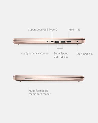 كمبيوتر محمول HP 14-dq0030nr 14، Intel Celeron N4020، ذاكرة وصول عشوائي 4 جيجابايت، تخزين 64 جيجابايت، شاشة Micro-edge HD 14 بوصة، Windows 11 Home، رفيع ومحمول، رسومات 4K، سنة واحدة من Microsoft 365 (2021، ذهبي وردي شاحب) in Kuwait