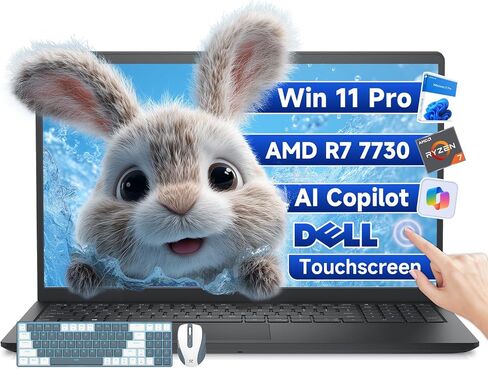 كمبيوتر محمول Dell Inspiron 15 3535 بشاشة تعمل باللمس، AMD Ryzen 7 7730U (8-Core، Beats i7-1355U)، شاشة لمس FHD مقاس 15.6 بوصة، ذاكرة وصول عشوائي 32 جيجابايت | كمبيوتر محمول للأعمال SSD سعة 1 تيرابايت، Windows 11 Pro، Copilot AI، Wi-Fi، كاميرا ويب in Kuwait