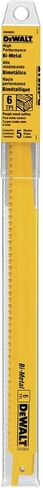 DEWALT Reciprocating Saw Blades, Straight Back, 6-Inch, 6 TPI, 5-Pack (DW4850) , Yellow in Saudi Arabia