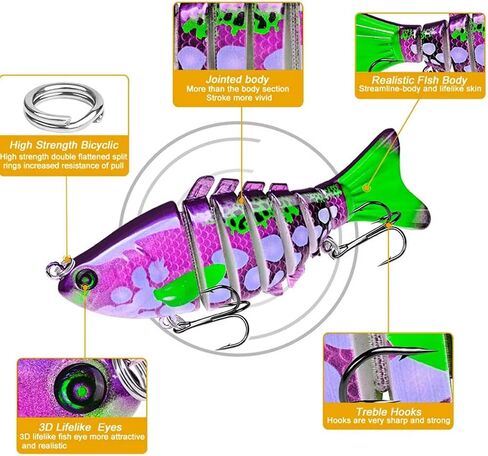 Lifelike Fishing Lures for Freshwater and Saltwater,Bass Trout Crappie Walleye Pike Bluegill Salmon, Swimbait for Bass Fishing in Saudi Arabia