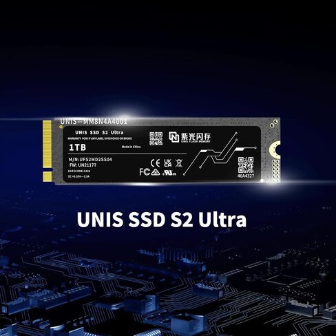 UNIS M.2 NVME SSD S2 Ultra 1 تيرابايت - PCIe 4.0، قراءة 6000 ميجابايت/ثانية، كتابة 5300 ميجابايت/ثانية، تبريد فائق (1، تيرابايت) in Kuwait