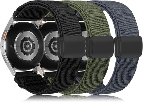 TOYOUTHS 3 Pack Magnetic Stretchy Band Compatible with Samsung Galaxy Watch 7/6/5/4/FE/Active 2 40m 44mm/Watch 6/4 Classic/5 Pro 45mm, 20mm Wristband Elastic Nylon Braided Sport Strap Women Men in Saudi Arabia