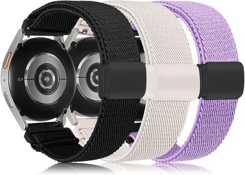 TOYOUTHS 3 Pack Magnetic Stretchy Band Compatible with Samsung Galaxy Watch 7/6/5/4/FE/Active 2 40m 44mm/Watch 6/4 Classic/5 Pro 45mm, 20mm Wristband Elastic Nylon Braided Sport Strap Women Men in Saudi Arabia