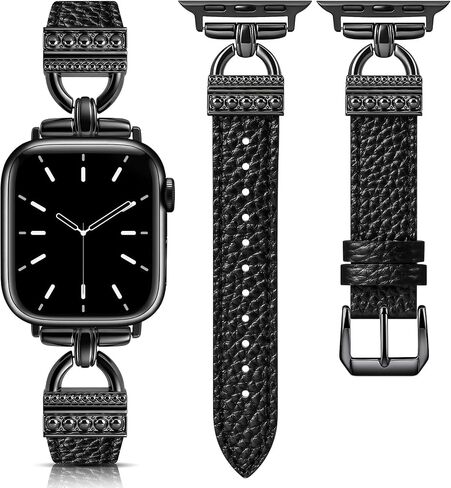 TOYOUTHS متوافق مع سوار ساعة Apple للنساء من الجلد 49/46/45/44/42/41/40/38 مم، حزام جلدي رفيع أنيق مصمم على شكل حرف D بإبزيم معدني لسلسلة iWatch 11 10 9 8 7 6 5 4 Ultra/SE 3 2 1 in Saudi Arabia