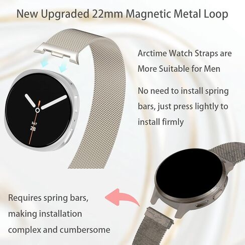 أحزمة معدنية متوافقة مع Samsung Galaxy Watch 8 Band 40mm 44mm/Watch 8 Classic Band 46mm، أساور معصم مغناطيسية بحلقة شبكية من الفولاذ المقاوم للصدأ لساعة Galaxy Watch 8/8 Classic (2025) للنساء والرجال in Kuwait