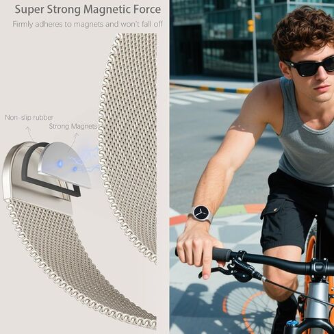 أحزمة معدنية متوافقة مع Samsung Galaxy Watch 8 Band 40mm 44mm/Watch 8 Classic Band 46mm، أساور معصم مغناطيسية بحلقة شبكية من الفولاذ المقاوم للصدأ لساعة Galaxy Watch 8/8 Classic (2025) للنساء والرجال in Kuwait