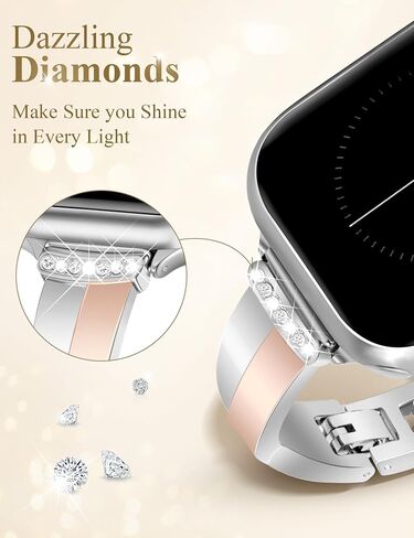 أحزمة ساعة رفيعة مصممة للنساء متوافقة مع ساعة Apple 38/40/41/42/44/45/46/49 ملم، سوار معدني لطيف وأنيق لسلسلة iWatch 11/10/9/8/7/6/5/4/3/2/1/SE/Ultra in Kuwait