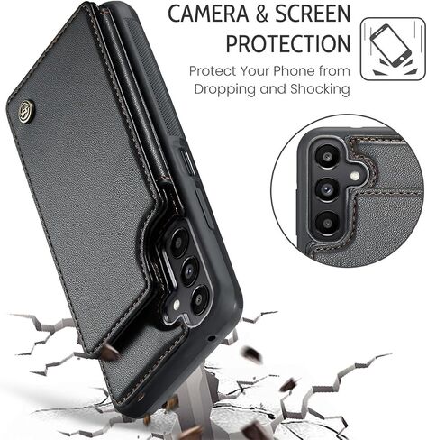 حافظة محفظة Wefor لهاتف Samsung Galaxy A25 مع حامل بطاقات، حافظة RFID لهاتف Samsung Galaxy A25 للنساء والرجال، حافظة هاتف متينة مضادة للصدمات لهاتف Samsung Galaxy A25 (أسود) in Kuwait