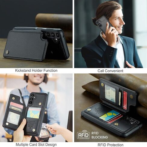 حافظة محفظة Wefor لهاتف Samsung Galaxy A25 مع حامل بطاقات، حافظة RFID لهاتف Samsung Galaxy A25 للنساء والرجال، حافظة هاتف متينة مضادة للصدمات لهاتف Samsung Galaxy A25 (أسود) in Kuwait