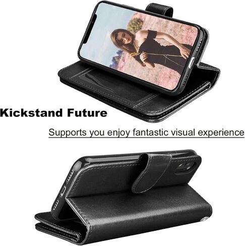 حافظة محفظة Takfox لهاتف iPhone XR، لهاتف iPhone XR 6.1 حافظة جلدية مع فتحات لحامل بطاقة الائتمان وبطاقة الهوية ومسند قابل للطي وغطاء هاتف مغناطيسي قابل للفصل وحزام حمل لهاتف iPhone XR، تركواز in Kuwait