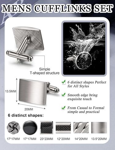 FIBO STEEL 4-8 Pairs Wedding Business Classic Cufflinks for Men Unique Cufflink Set Mens in Saudi Arabia