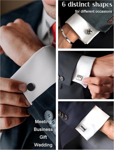 FIBO STEEL 4-8 Pairs Wedding Business Classic Cufflinks for Men Unique Cufflink Set Mens in Saudi Arabia