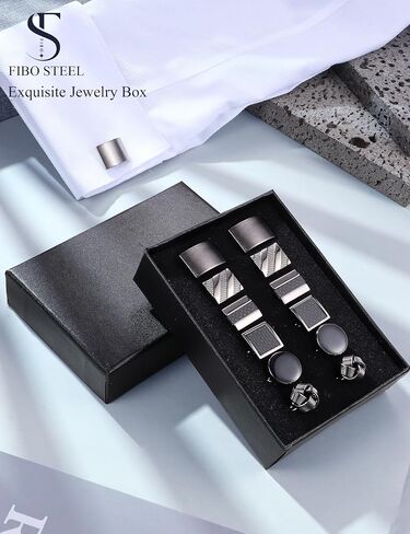FIBO STEEL 4-8 Pairs Wedding Business Classic Cufflinks for Men Unique Cufflink Set Mens in Saudi Arabia