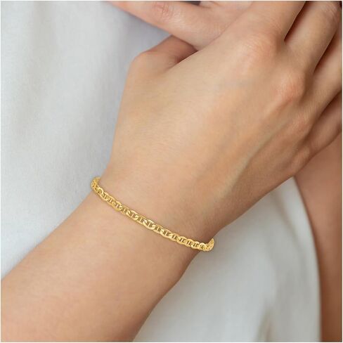 Diamond2Deal 14k Yellow Gold 3.20mm Anchor Chain Anklet, 10", for Women in Saudi Arabia