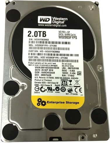 Western Digital RE4-GP WD2003FYPS 2TB Intellipower 64MB Cache SATA 3.0Gb/s 3.5" (Enterprise Grade) Internal Hard Drive - [Certified Refurbished] w/ 1 Year Warranty in Saudi Arabia