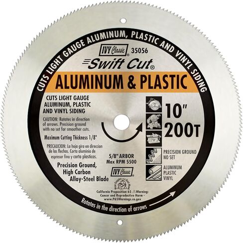 IVY Classic 35050 Swift Cut 7-1/4"128 سن من الألومنيوم والبلاستيك شفرة منشار دائري للقطع مع 5/8" قطعة من الألماس، 1/بطاقة in Kuwait