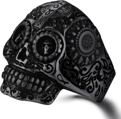 ChainsProMax Can Engrave Pirate Skull/Devil Rings for Men, Stainless Steel/Gold Plated/Black (Send Gift Box) in Kuwait