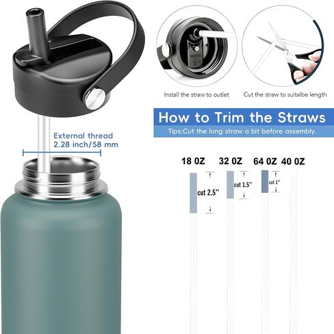 Straw Lid for Hydro Flask Wide Mouth, Lids with Straw for Hydroflask 12 16 18 20 32 40 oz Wide Mouth, Replacement Straw Cap for Hydroflask, Top Sport Bottle Lid in Saudi Arabia