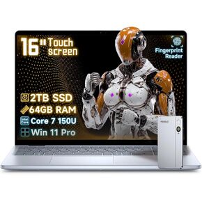 كمبيوتر محمول بشاشة تعمل باللمس مقاس 16 بوصة من Dell - معالج Intel 10-Core 7 150U - شاشة FHD+ مقاس 16 بوصة - مفتاح طيار للأعمال يعمل بالذكاء الاصطناعي، قارئ بصمات الأصابع، لوحة مفاتيح بإضاءة خلفية، مسجل صوت RECOLX AI، Win 11 Pro (64 جيجابايت DDR5 | 2 تيرا in Kuwait