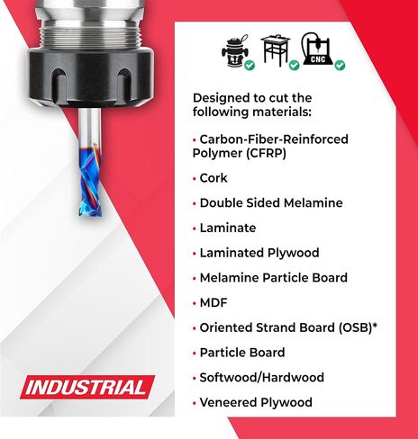 أداة Amana Tool 46195-K CNC SC Spektra Extreme Tool حلزوني ضغط مطلي بالحياة 1/2 D x 1-3/4 CH x 1/2mm SHK x 3-1/2 بوصة طويلة 2 فلوت راوتر بت in Kuwait