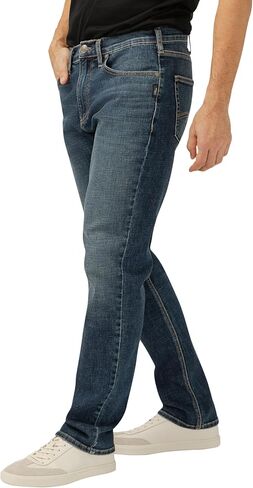 شركة Silver Jeans Co. بنطال جينز Macray كلاسيكي بقصة مستقيمة للرجال، غسيل خفيف SOC177، 33 عرض × 32 طول in Kuwait