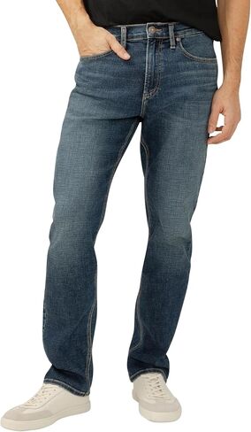 شركة Silver Jeans Co. بنطال جينز Macray كلاسيكي بقصة مستقيمة للرجال، غسيل خفيف SOC177، 33 عرض × 32 طول in Kuwait