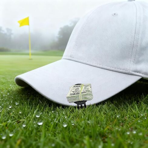 علامة لعبة Golf Ball ، ملحق الجولف الجدد المرح ، يتميز بتصميم مكدس نقدي بالدولار - مقطع قبعة مغناطيسية متضمنة in Saudi Arabia