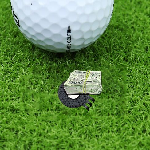 علامة لعبة Golf Ball ، ملحق الجولف الجدد المرح ، يتميز بتصميم مكدس نقدي بالدولار - مقطع قبعة مغناطيسية متضمنة in Saudi Arabia