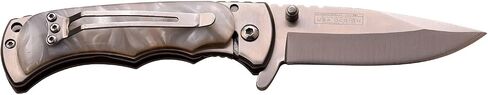 Tac-Force - سكين جيب قابل للطي - شفرة من الفولاذ المقاوم للصدأ ذات لمسة نهائية من الساتان ومقبض مع طبقة أكريليك لؤلؤية بيضاء، مشبك جيب، تكتيكي، EDC، إنقاذ - TF-934WP in Kuwait