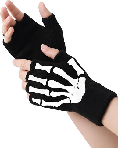 Cooraby Halloween Skeleton Gloves Glow in The Dark Knitted Mechanic Gloves in Saudi Arabia