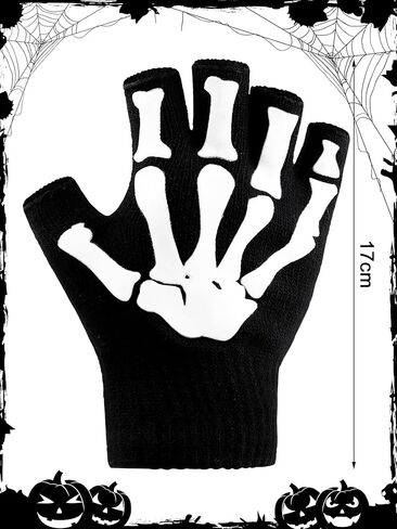 Cooraby Halloween Skeleton Gloves Glow in The Dark Knitted Mechanic Gloves in Saudi Arabia