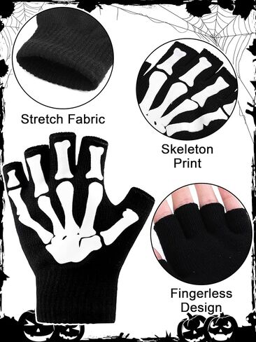 Cooraby Halloween Skeleton Gloves Glow in The Dark Knitted Mechanic Gloves in Saudi Arabia